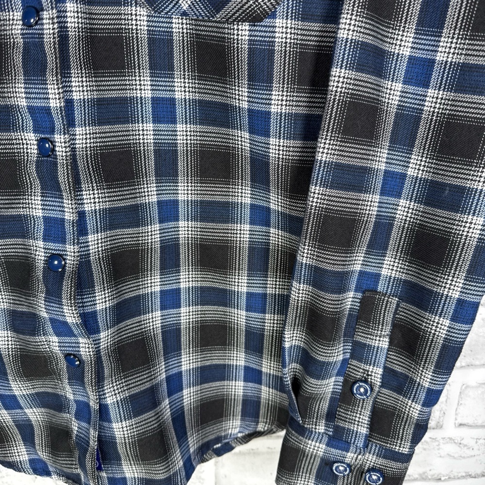 DIXXON PERFORMANCE Blue Plaid Snap Button Flannel… - image 4